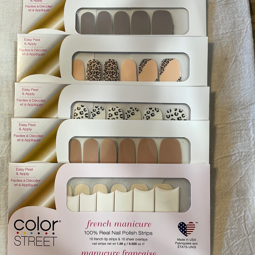 5 sets Color Street Animal Print, Cheetah, neutral, French Manicure